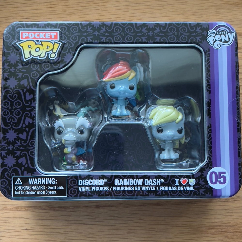 NEW Rare Metal Tin Pocket Pop My Little Pony DISCORD, RAINBOW DASH, DERPY HOOVES